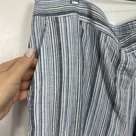 Chico’s Striped Linen Blend Textured Straight Leg Crop Pants Size XL - Picture 4 of 10